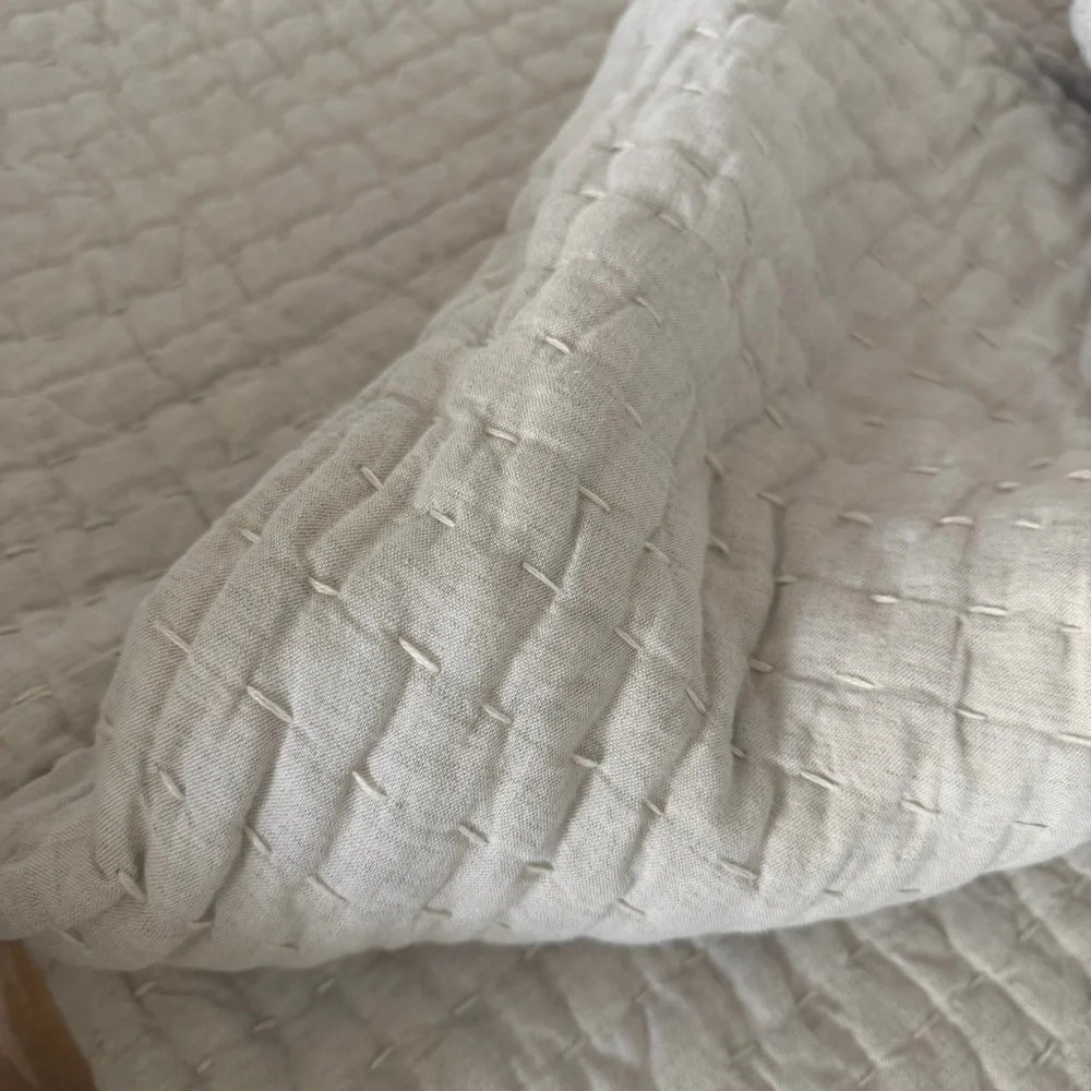 NEW Quince European Linen Cotton Stitch Quilt Natural Full/Queen - Picture 5 of 8